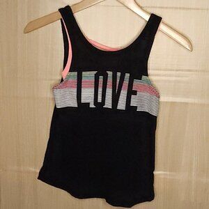 Xersion Girls Black Pink Love Athletic Tank Top 10-12